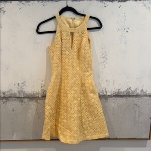 White House Black Market Yellow Lace Mini Dress